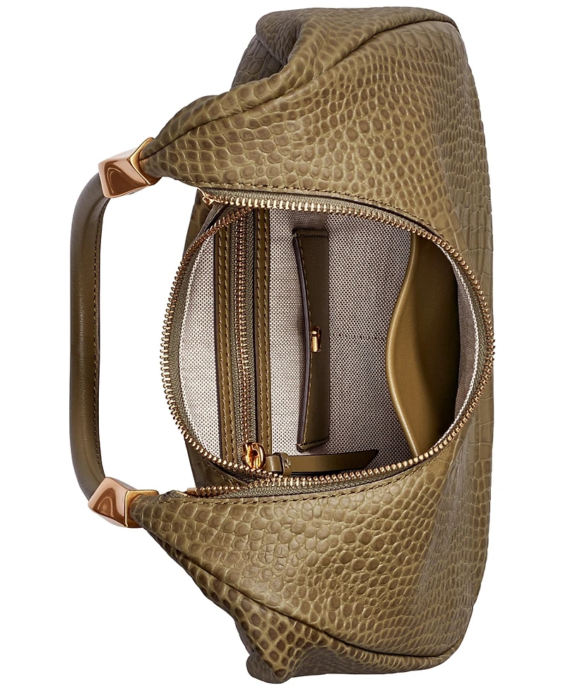 Donna Karan New York Quogue Embossed Croco Leather Small Hobo Shoulder Bag