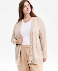 Charter Club Plus Size 100% Cashmere Button-Front Cardigan, Macy's Exclusive