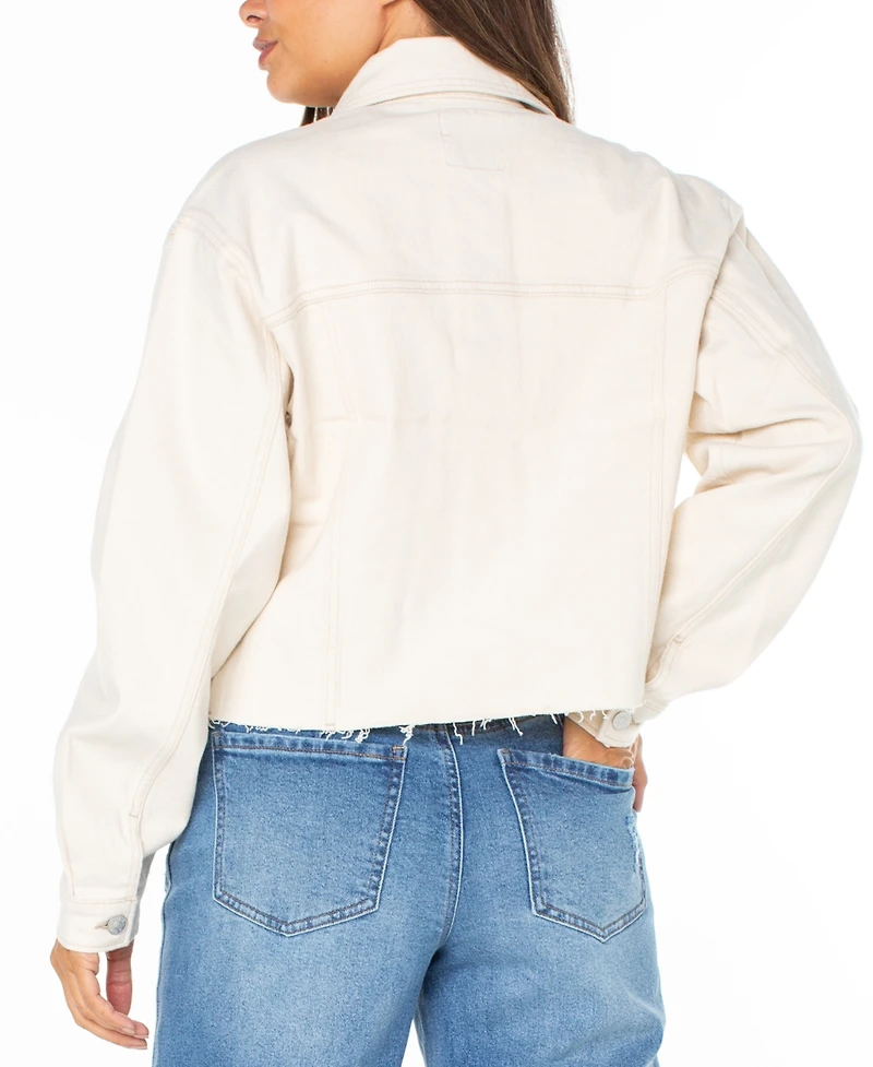 Celebrity Pink Juniors' Frayed-Hem Cropped Denim Jacket