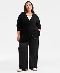 Charter Club Plus 100% Cashmere Button-Front Cardigan, Macy's Exclusive