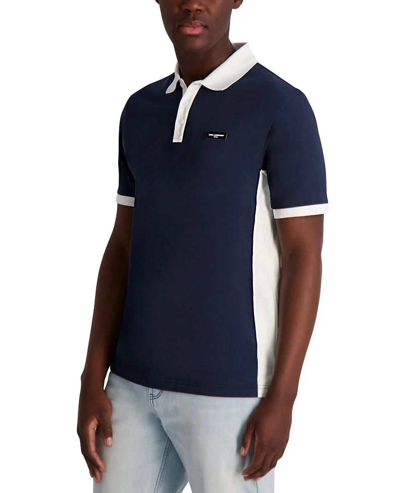 Karl Lagerfeld Paris Men's Color Block Pique Polo Shirt