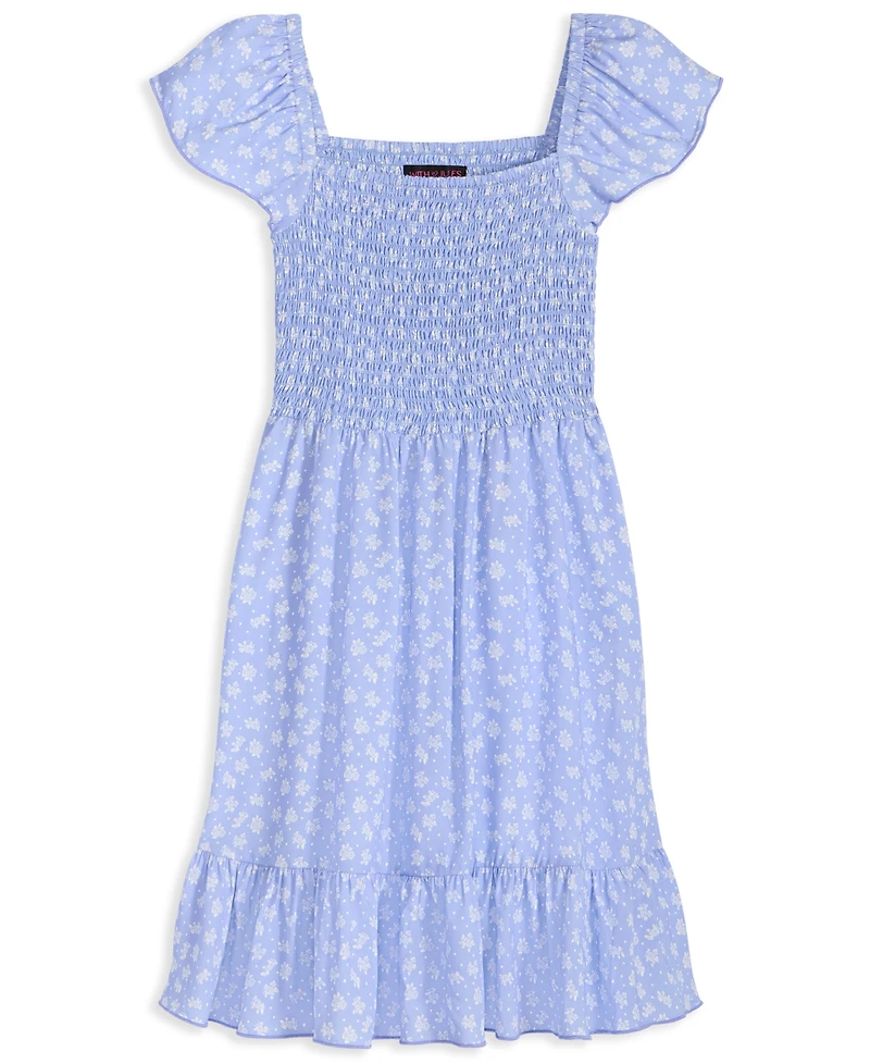 With Jules Big Girls Short-Sleeve Smocked-Bodice Dress