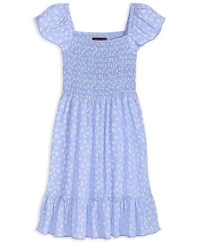 With Jules Big Girls Short-Sleeve Smocked-Bodice Dress