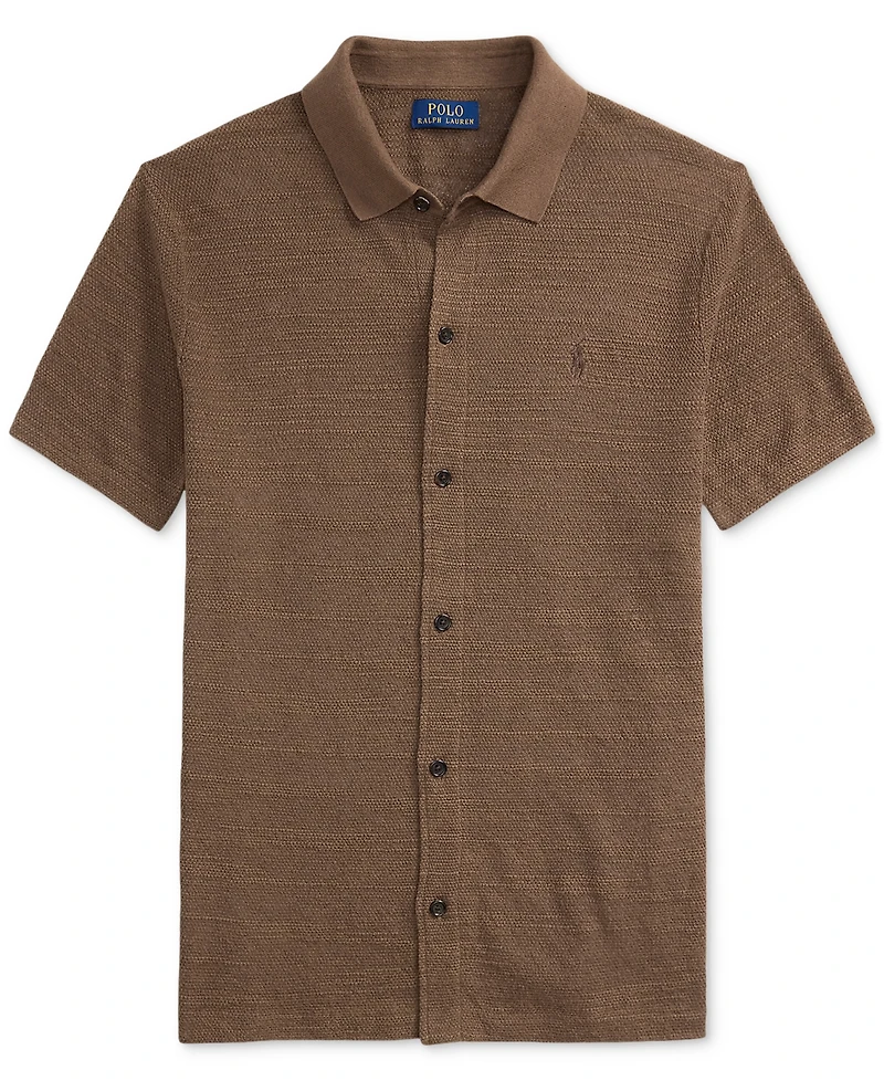 Polo Ralph Lauren Men's Textured Cotton-Linen Shirt Sweater
