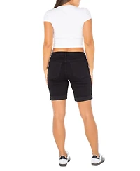 Celebrity Pink Juniors' Cuffed Hem Bermuda Denim Shorts