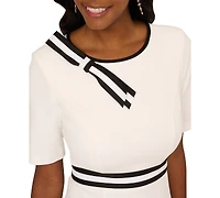 Adrianna Papell Women's Crepe Ribbon Boat-Neck Sheath Dress