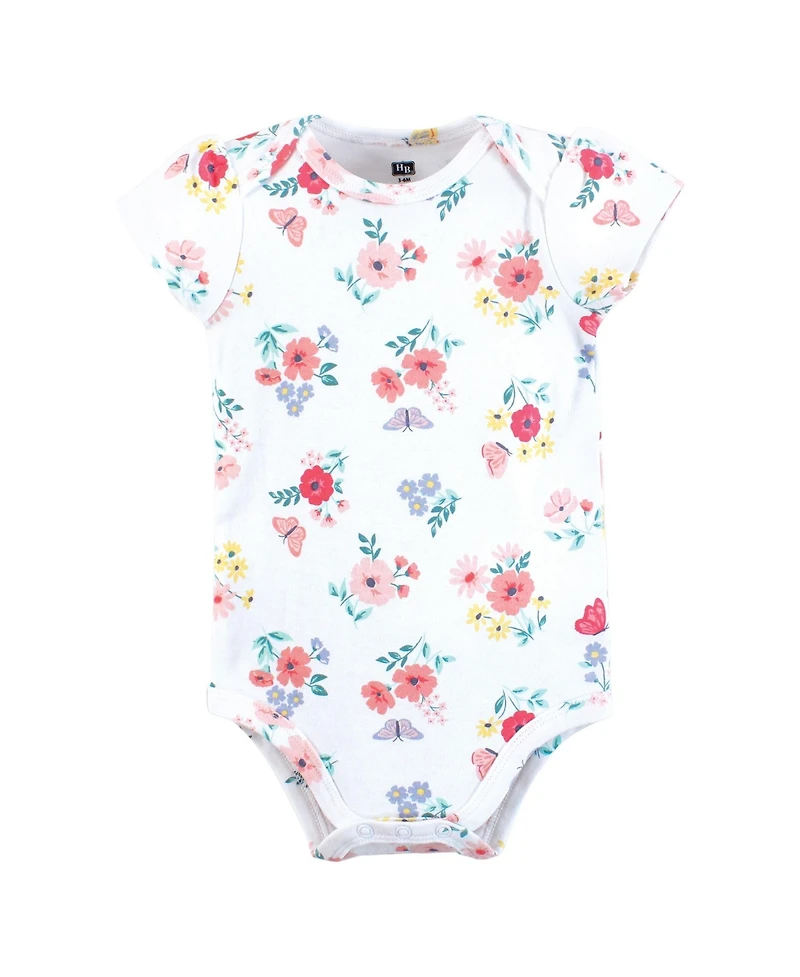 Hudson Baby Girls Soft Everyday Cotton Bodysuits 3-Pack
