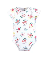 Hudson Baby Girls Soft Everyday Cotton Bodysuits 3-Pack