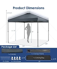 10 x 10 Feet Foldable Outdoor Instant Pop-up Canopy with Carry Bag