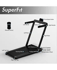 2.25HP 2-in-1 Folding Treadmill with App and Remote Control Speaker