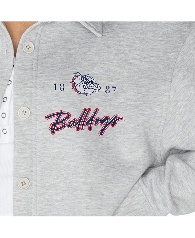 Gameday Couture Women's Ash Gonzaga Bulldogs Foundation Full-Button Long Sleeve Overshirt Top