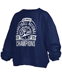 Pressbox Women's Navy UConn Huskies 2025 Ncaa Women's Basketball National Champions Janice Oversized Fleece Pullover Sweatshirt