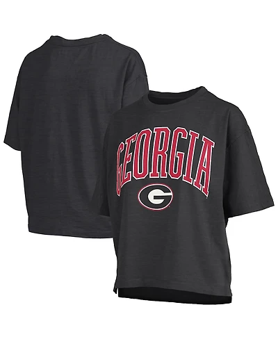 Pressbox Women's Georgia Bulldogs Nelson Arch Over Logo Waist Length Oversized Slub T-Shirt
