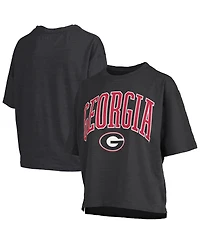 Pressbox Women's Black Georgia Bulldogs Nelson Arch Over Logo Waist Length Oversized Slub T-Shirt