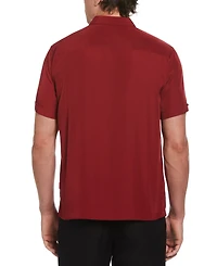 Cubavera Men's Pick Stitch Panel Short Sleeve Button-Down Shirt