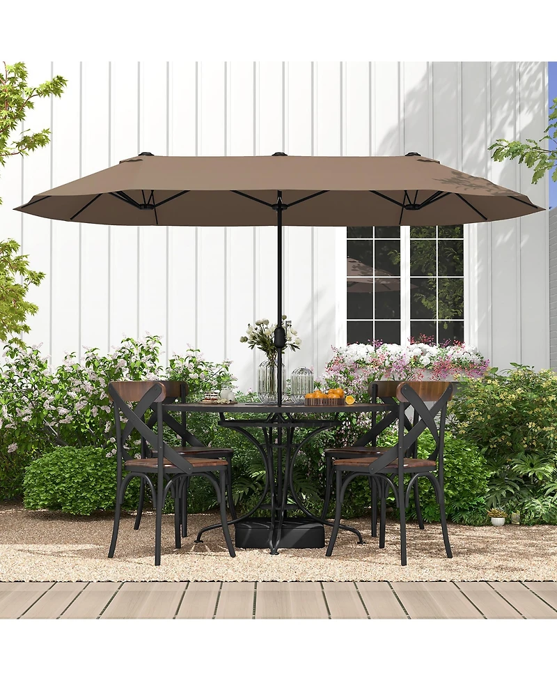 Gymax 13FT Double-sided Patio Umbrella w/ Crank Handle Base Safety Lock