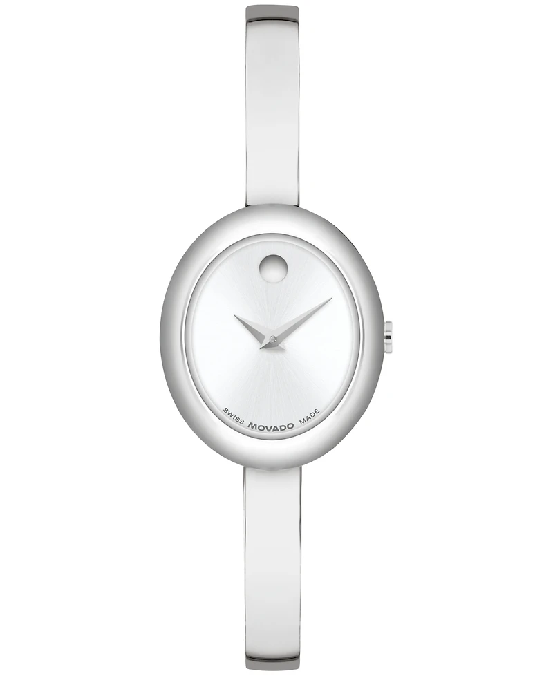 Movado Women's Museum Oval Bangle Swiss Quartz Stainless-Steel Watch, 22 x 26mm