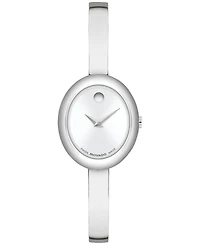 Movado Women's Museum Oval Bangle Swiss Quartz Stainless-Steel Watch, 22 x 26mm