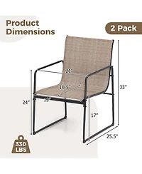2 Pcs Outdoor Dining Chairs Patio Furniture Chair with Breathable Seat & Backrest