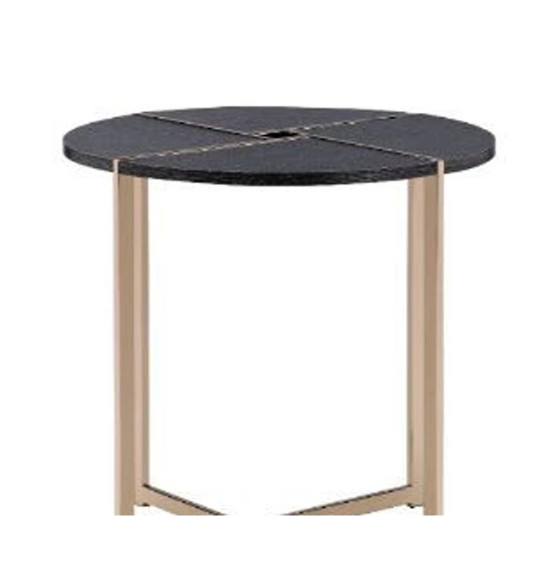 Contemporary Round Side Table – Manufactured Wood with Metal Accents