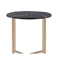 Contemporary Round Side Table – Manufactured Wood with Metal Accents