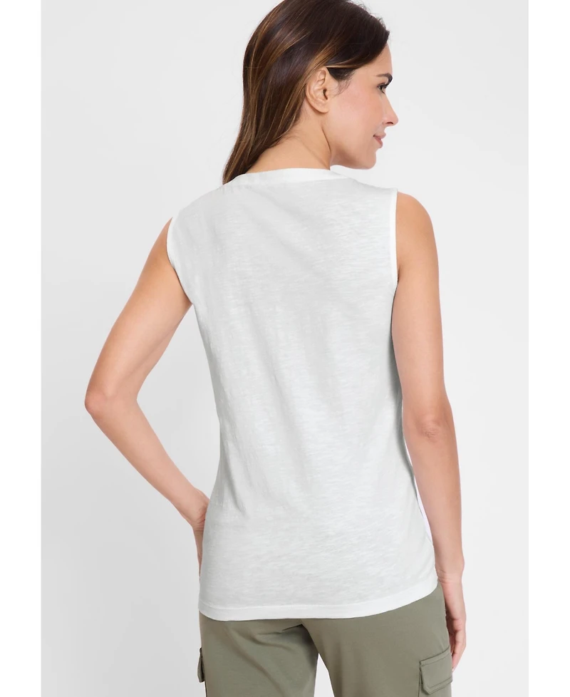 Olsen Women's Sleeveless Embroidered Detail Top