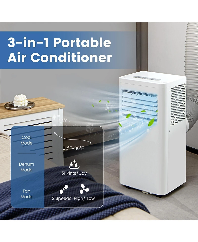 6000 Btu Portable Air Conditioner Cools 250 Sq.Ft