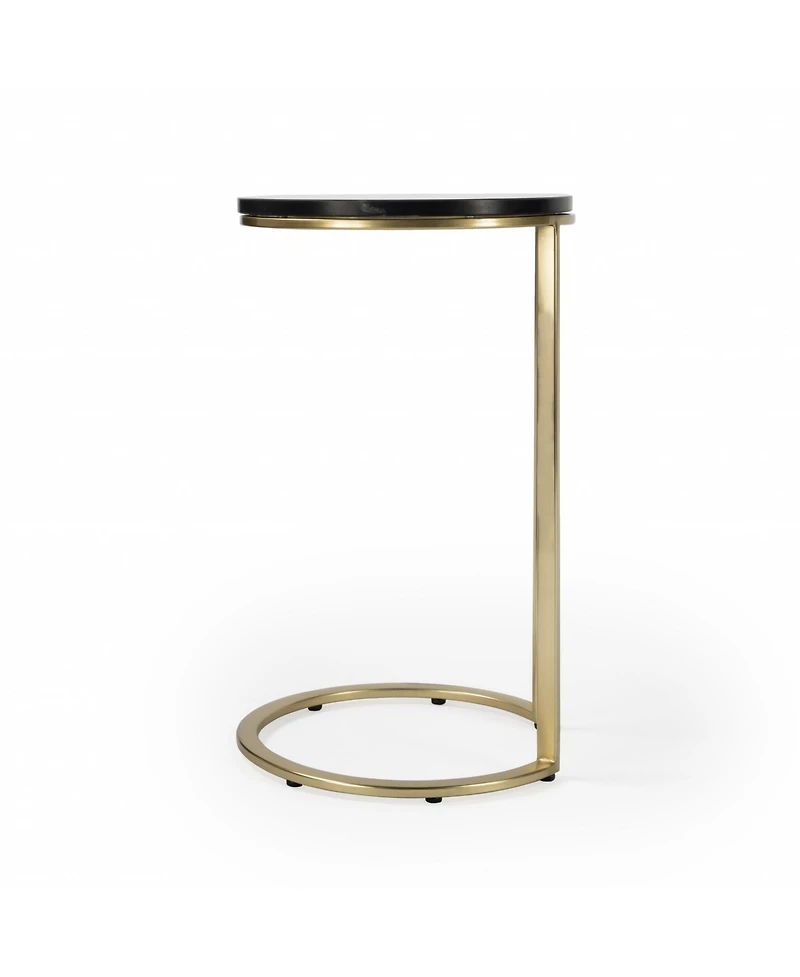 Contemporary Round Marble End Table with Sleek Design