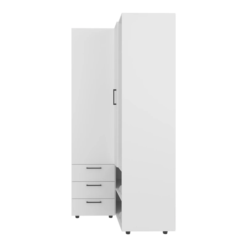 Granger Armoire, 1 Door, 3 Drawers, 7 Shelves, 10 Legs, White