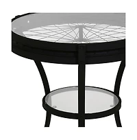 Modern Glass and Metal Round End Table with Open Shelf