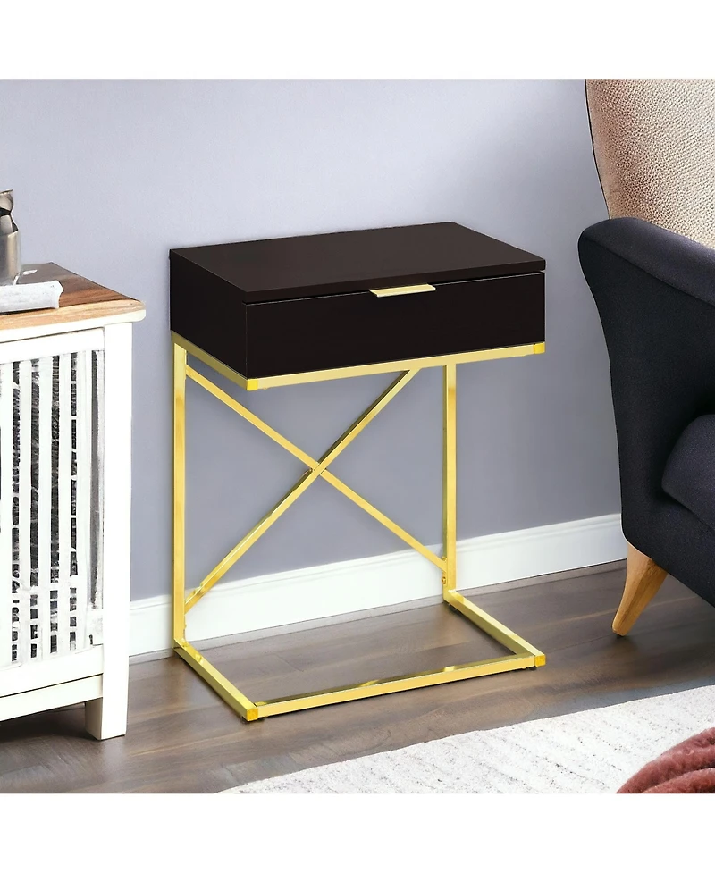 Modern Farmhouse End Table with Wood Top and Metal Frame