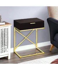 Modern Farmhouse End Table with Wood Top and Metal Frame