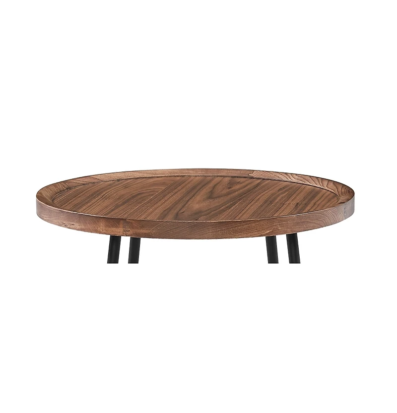21.66" X 21.66" X 22.05" Round Side Table In American Walnut And Black
