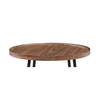 21.66" X 21.66" X 22.05" Round Side Table In American Walnut And Black