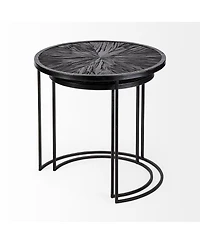 Set of Two 20" Black Round End Table