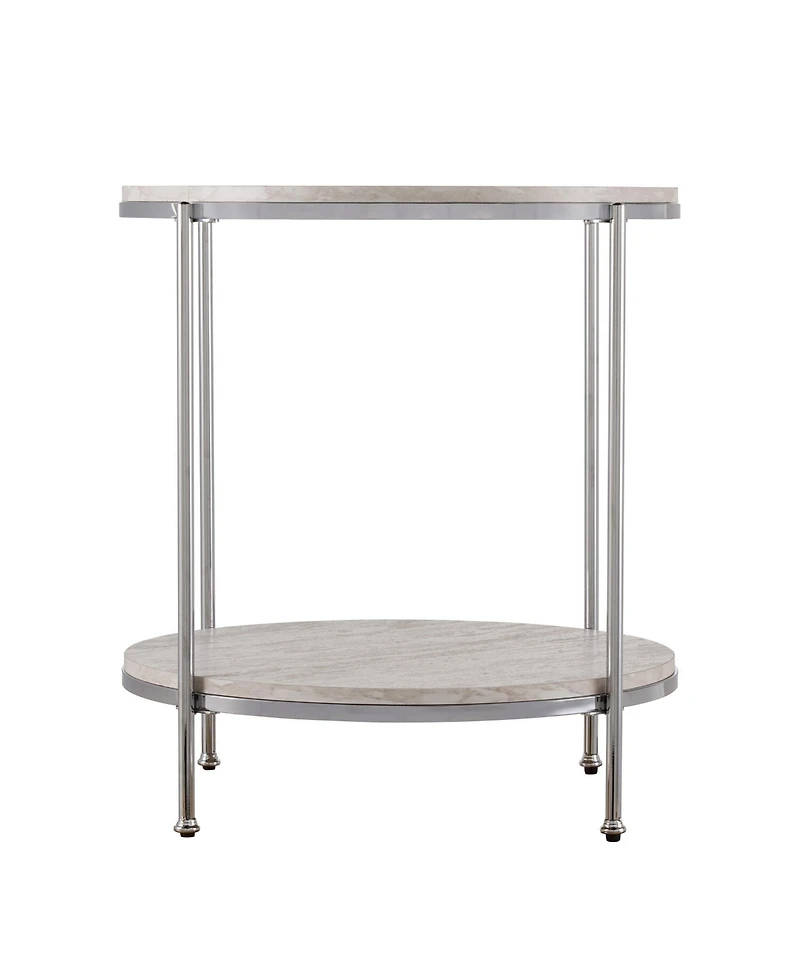 Wood and Iron Rectangular End Table with Shelf for Living Room or Bedroom