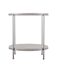 Wood and Iron Rectangular End Table with Shelf for Living Room or Bedroom