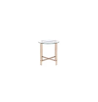 Contemporary Glass and Metal Round End Table with Elegant Finish