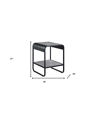 Contemporary Rectangular End Table with Metal Frame and Storage Shelf
