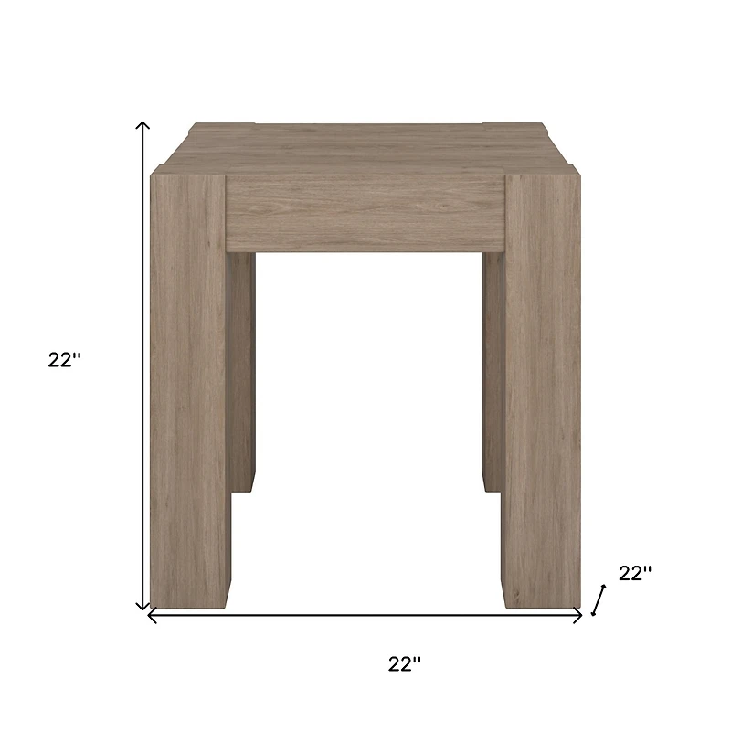 Wood Square End Table for Living Room – Classic Accent Table with Storage Shelf