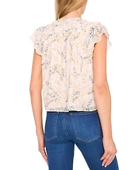 CeCe Women's V-Neck Flutter Sleeve Blouse