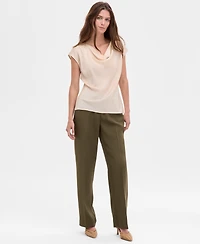 Tahari Asl Women's Extended-Shoulder Draped-Neck Blouse