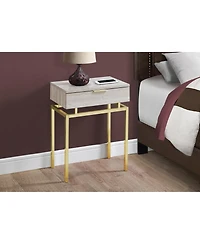 Wood and Metal End Table with Drawer – Industrial Style Accent Table for Living Room or Bedroom
