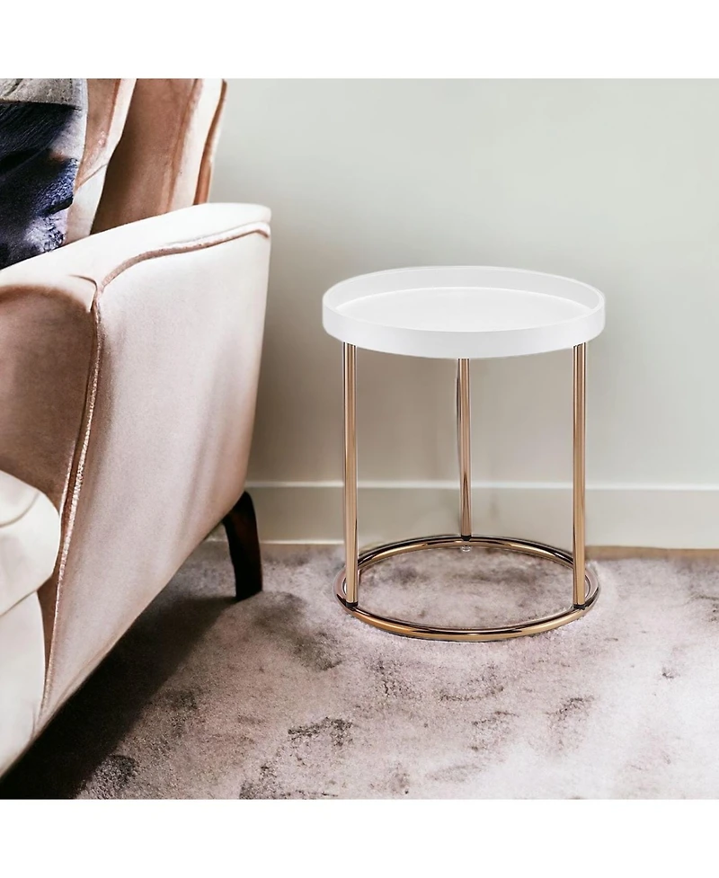 Contemporary Wooden Round Side Table for Living Room or Bedroom