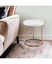 Contemporary Wooden Round Side Table for Living Room or Bedroom