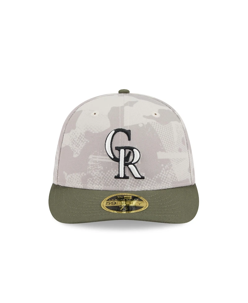 New Era Men's Light Beige/Olive Colorado Rockies 2025 Armed Forces Day Low Profile 59FIFTY Fitted Hat