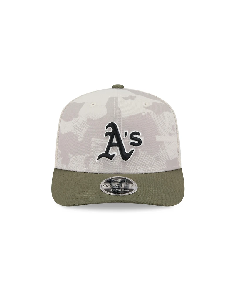 New Era Men's Light Beige/Olive Athletics 2025 Armed Forces Day 9SEVENTY Adjustable Hat