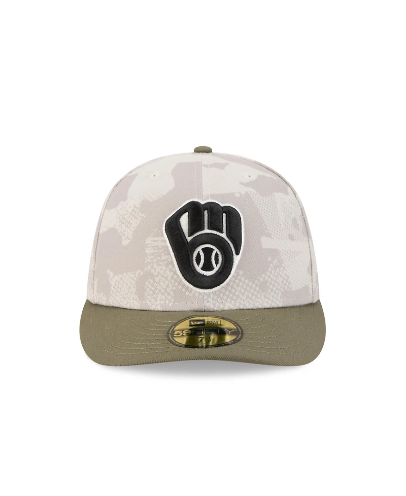 New Era Men's Light Beige/Olive Milwaukee Brewers 2025 Armed Forces Day 59FIFTY Fitted Hat