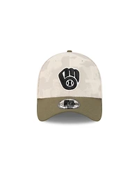 New Era Men's Light Beige/Olive Milwaukee Brewers 2025 Armed Forces Day 39THIRTY Flex Hat