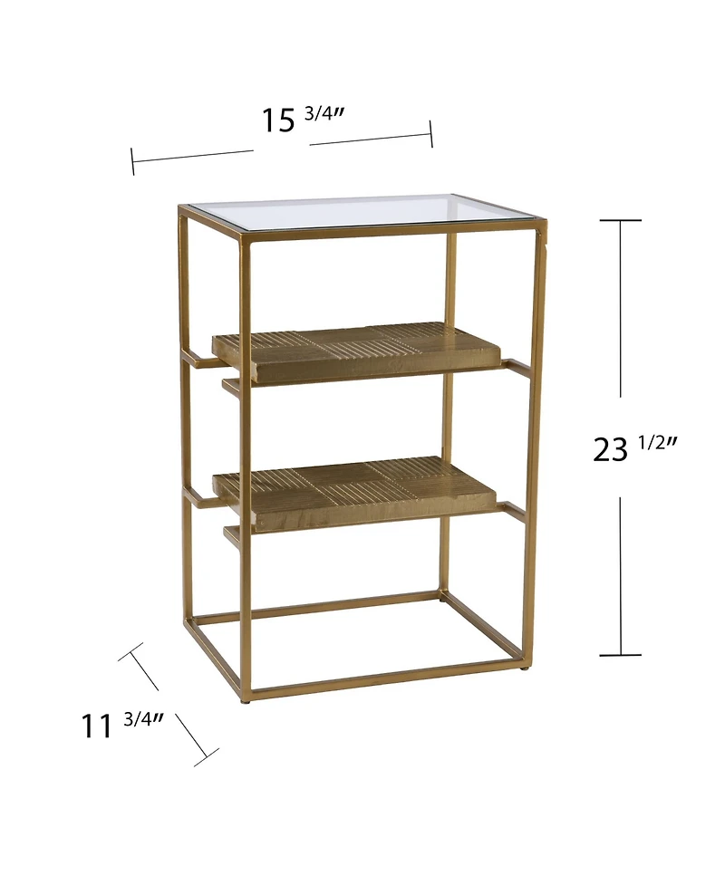 Rectangular End Table with Two Shelves for Living Room or Bedroom Storage